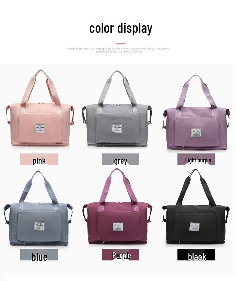 Skládací cestovní taška: Přenosná taška na jógu a fitness s oddělením na mokré a suché věci pro krátké výlety