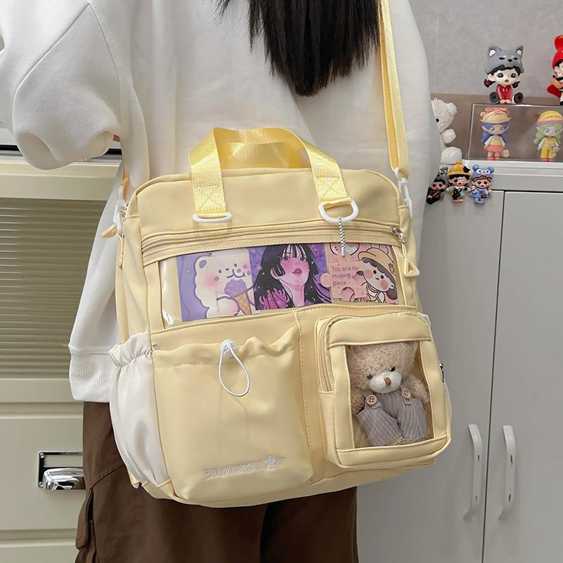 Lightweight Shoulder Bag Messenger Bag Student Crossbody Bag Women's Color Block Backpack