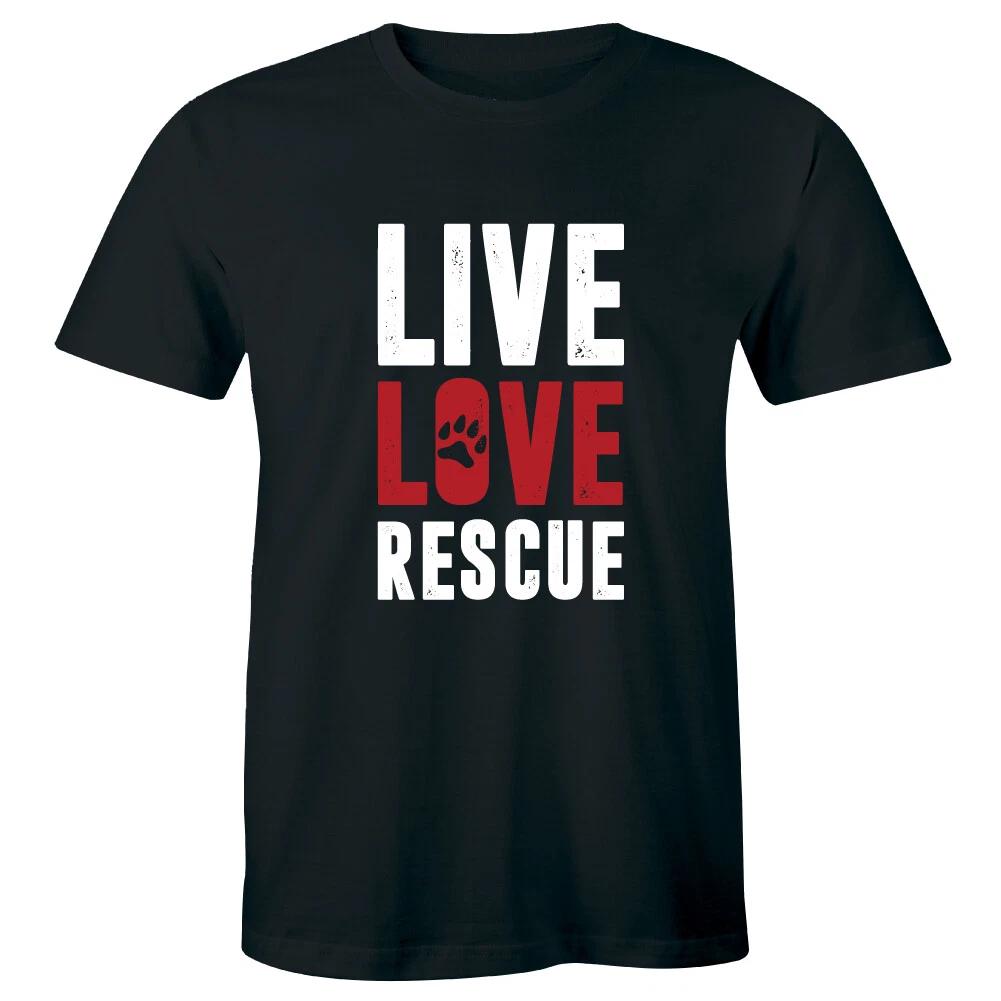 

Live Love Rescue with Paw Men s T-Shirt Adopt Animals Save Dogs Cats Shirt 4XL