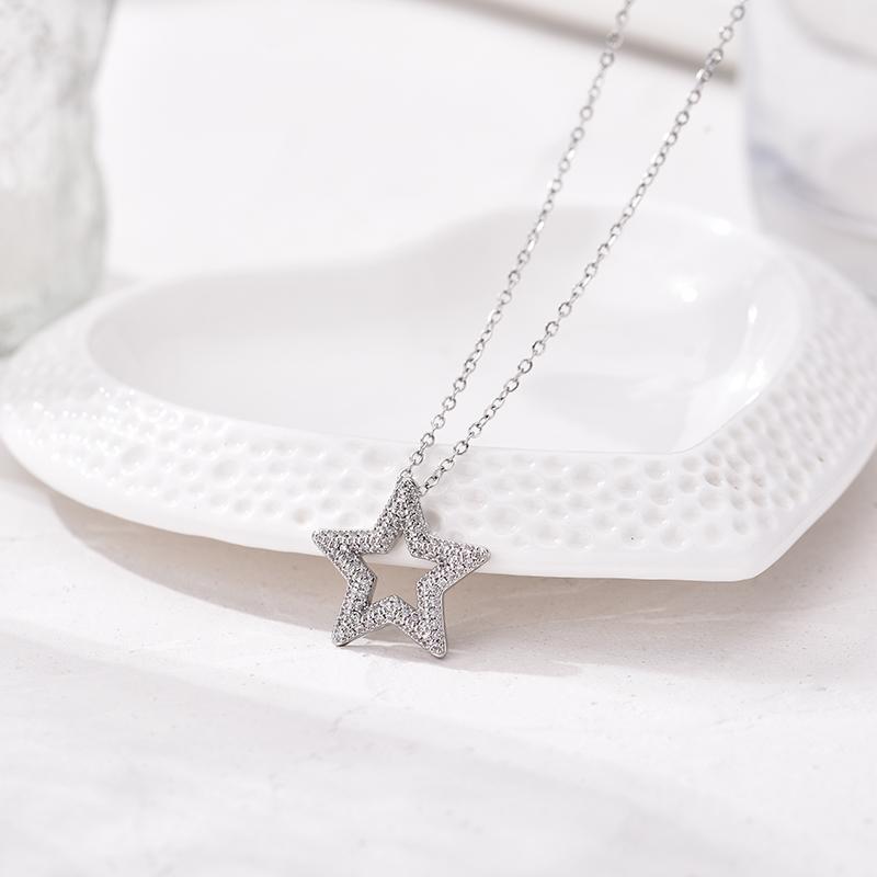 Trendy Multicolor Star Zincon Pendant Necklace For Women Stainless Steel Chain Choker Vintage Necklace Female Daily Jewelry Gift