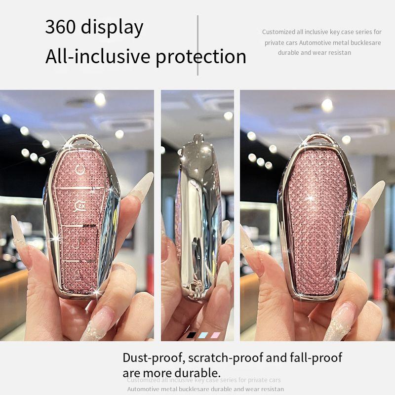 Crystal Pink For Byd Atto 3 Han Ev Dolphin Song Pro Max Tang Dm Yuan Dolphin E2 Qin Plus Car Key Case Cover Keychain Accessories