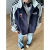 Mens Retro Varsity Jacket Color Block Loose Fit Casual Streetwear