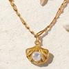 Colar Estrela-do-Mar Bohemia Pérola Falsa Leve Hipoalergênico Feminino Pingente de Concha Corrente Dourada Colar Joia de Pescoço Praia Oceânica