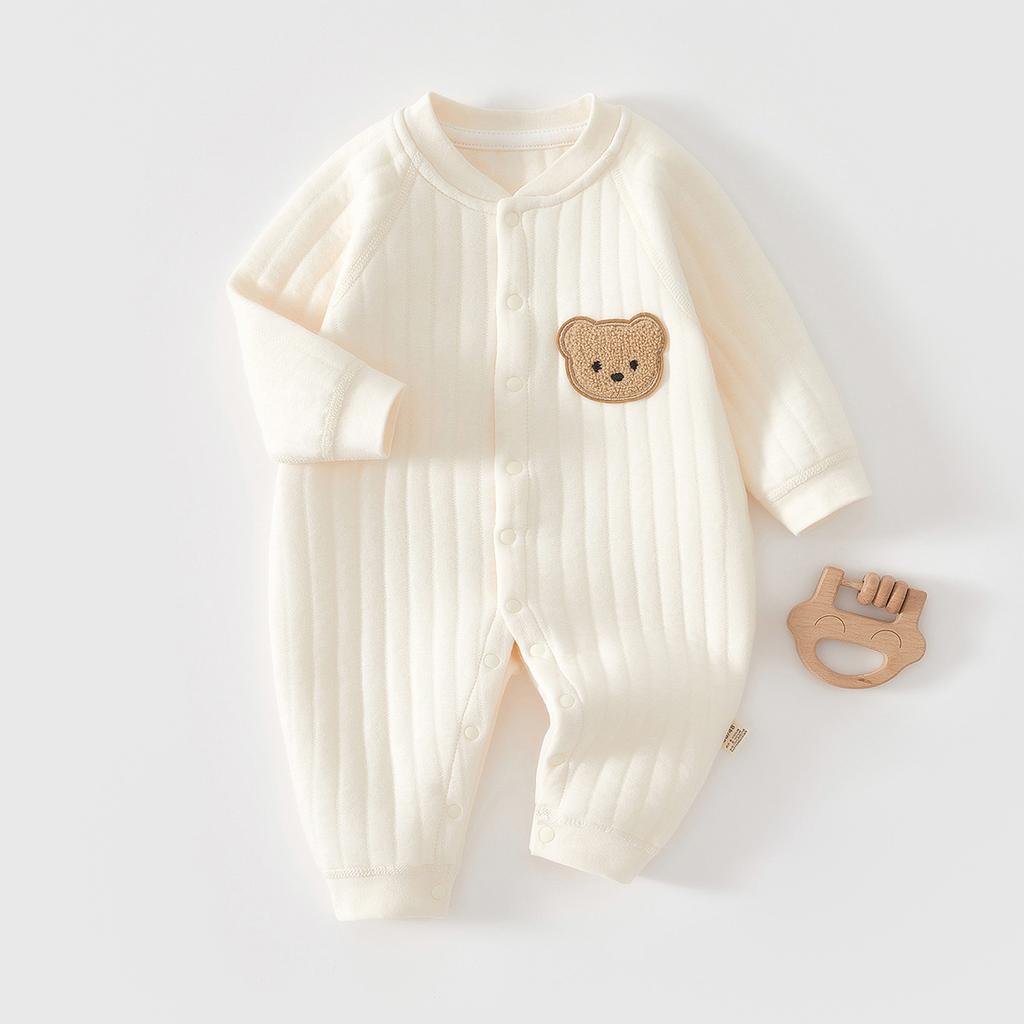 Newborn Baby Clothes Warm Cotton Quilted Romper Long Sleeve Infant Onesie Autumn Winter Thickened Outfit