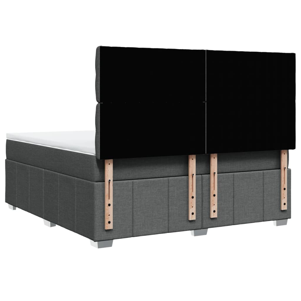 Box Spring Bed with Mattress Dark Grey 180 x 200 cm Fabric