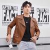 Men's Casual Fleece Thickened Leather Jacket Soft Leather Slim Fit Comfortable Fashion Jacket Leather Baseball Collar Men's Jacket Gentleman
