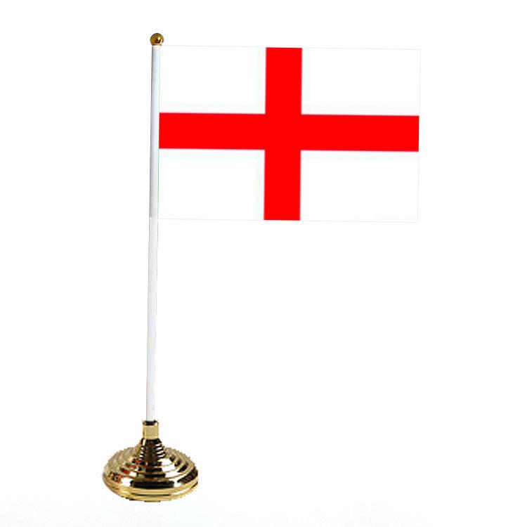 

Office table flag polyester 15 * 21cm small flag plastic flagpole ornament with base table flag england