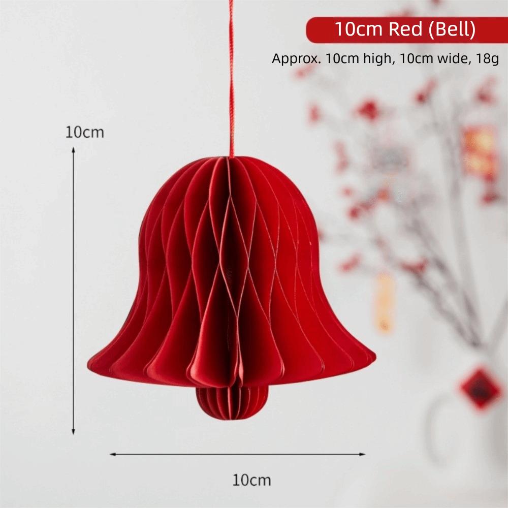 2026 Red Honeycomb New Year Decorations with Tassel Paper Christmas Tree Ornament Hanging Style Christmas Balls Patio Decor