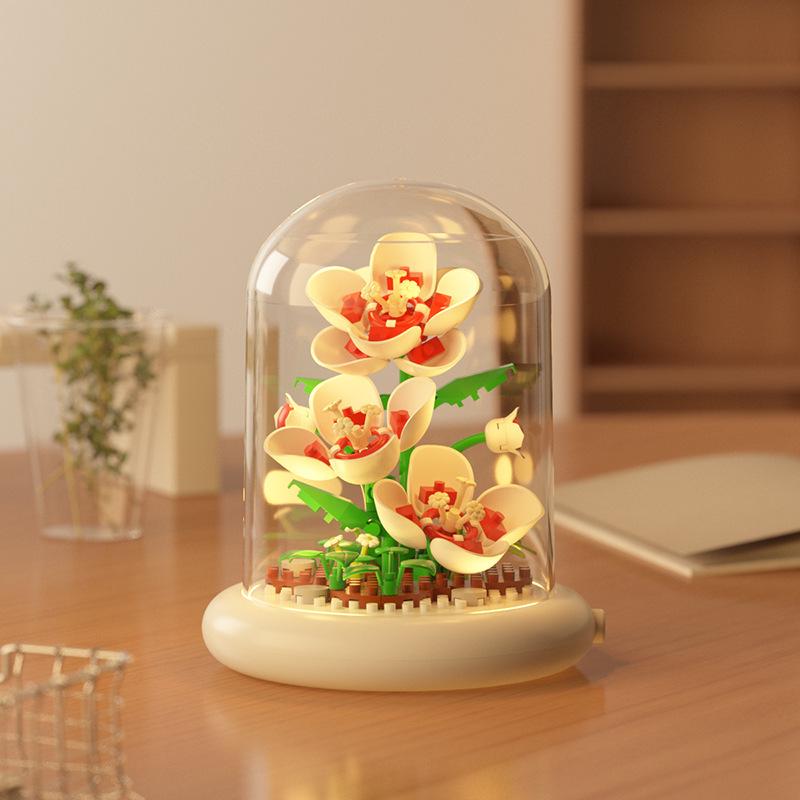 Dream Flower Box: Preserved Building Block Bouquet Set - Sunflower & Carnation. Ideal Toy for Children's Assembly.