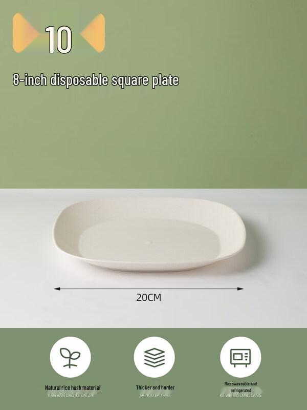 ZISIZ Eco-Friendly Wheat Straw Disposable Plate