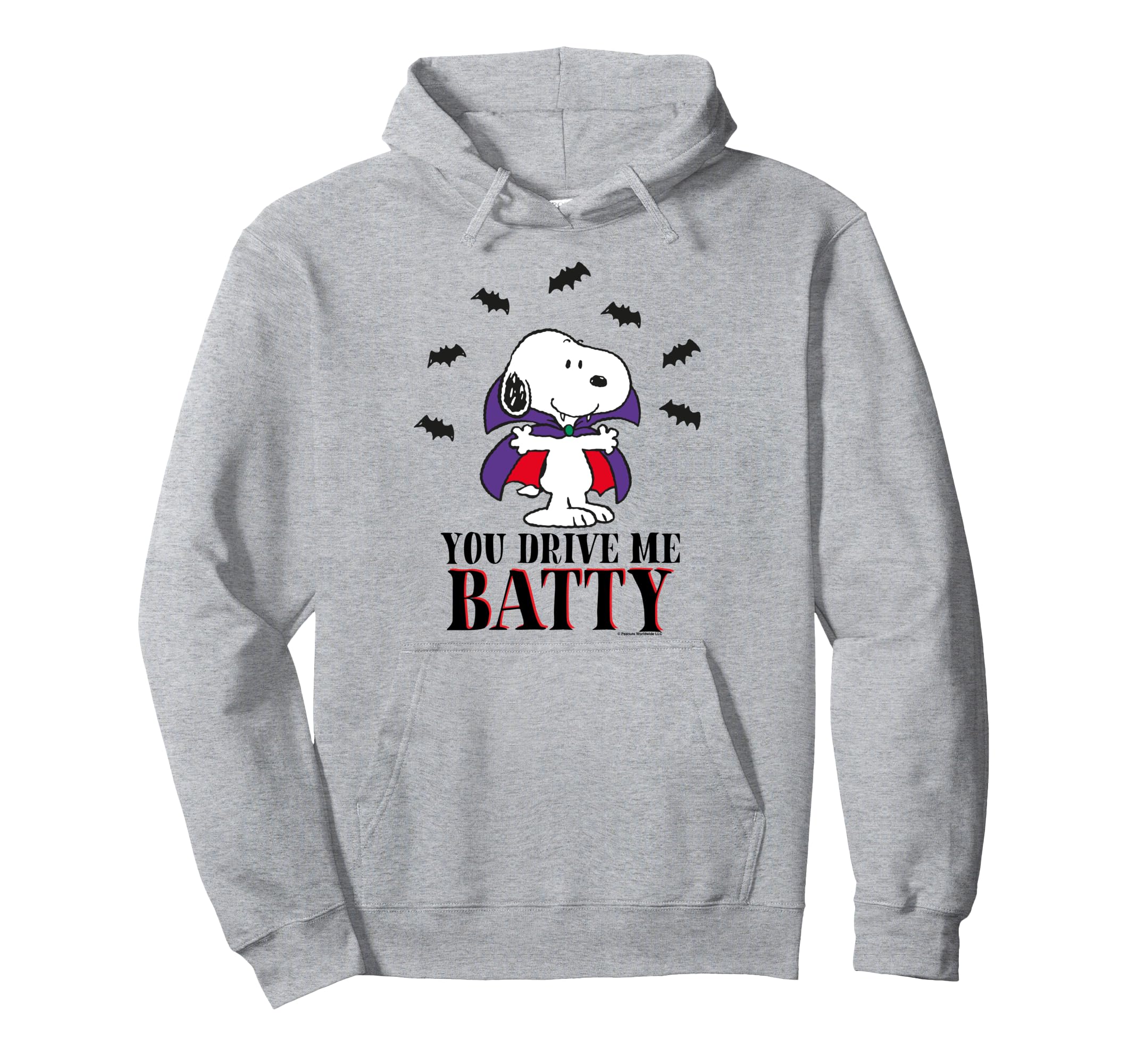 

Peanuts You Drive Me Batty Halloween Snoopy Hoodie серый