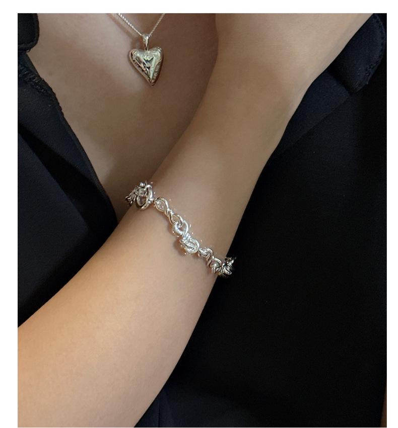 S925 Sterling Sølv Åttetall Ringarmbånd: Japansk-koreansk trendy mote, enkel vridd armring