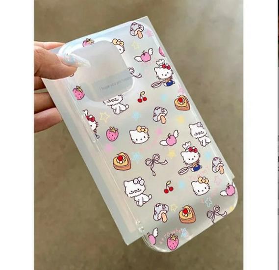 

Apple Hello Kitty Transparent Frosted Case for 12/14/15/16/17 Pro/Pro Max Models iPhone X/XS