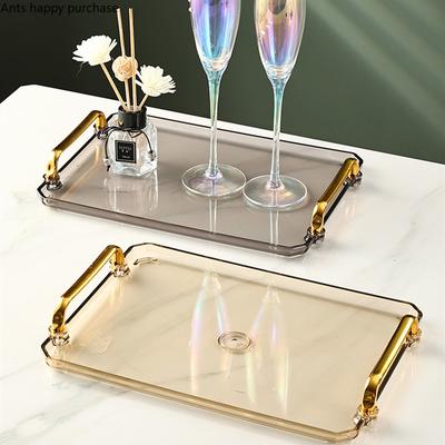 Rectangular Storage Tray Binaural Plastic Tray Water Cup Trays Tea Trays Fruit Plate Snack Plate Desktop Groceries Organize Disk