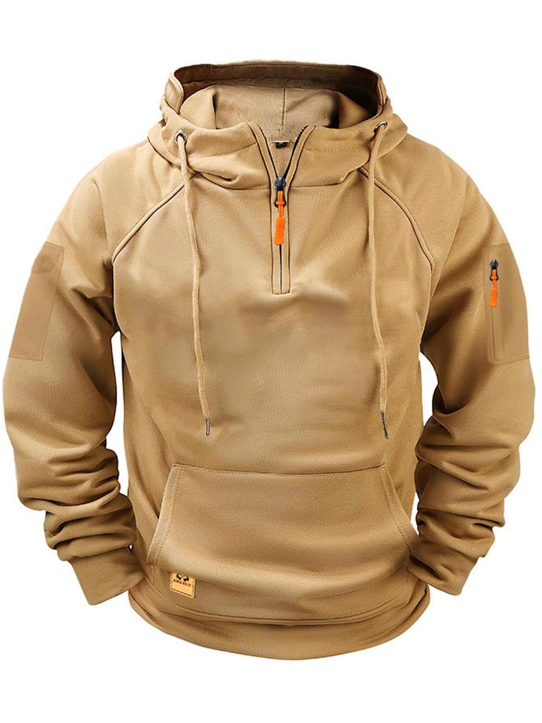 TEMU Men's Winter Multi-Pocket Zipper Hoodie Sweatshirt Jacket