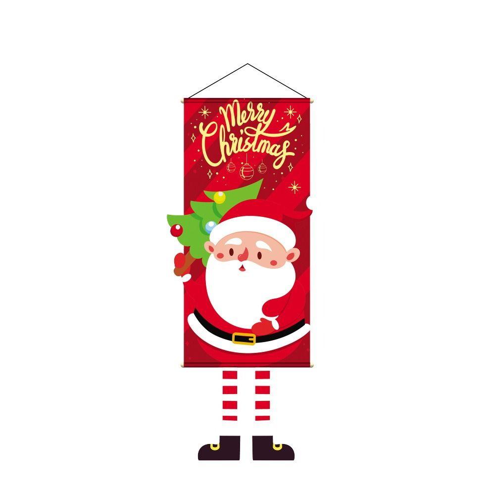 Cartoon 110cm Christmas Hanger Flag Snowman EIK Hanging Flag Navidad Santa Claus Christmas Backdrop Party Decor
