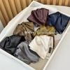 Korean-Style Faux Leather Scarf Hair Tie Set: Large Square Headband, Intestine Hair Tie, and Shiny Bun Accessory.