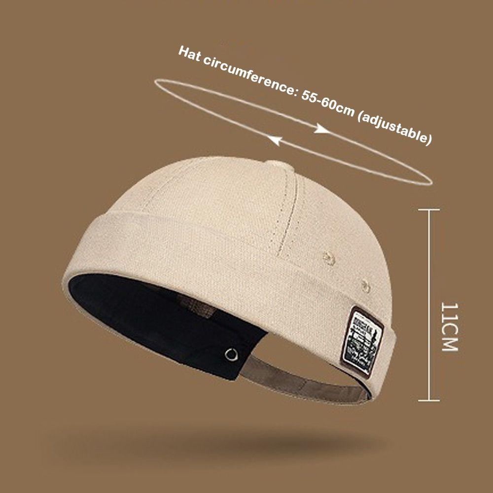 Fashion Adjustable Beanie Hat Cotton Solid Color Hip Hop Cap Sunscreen Hat Men