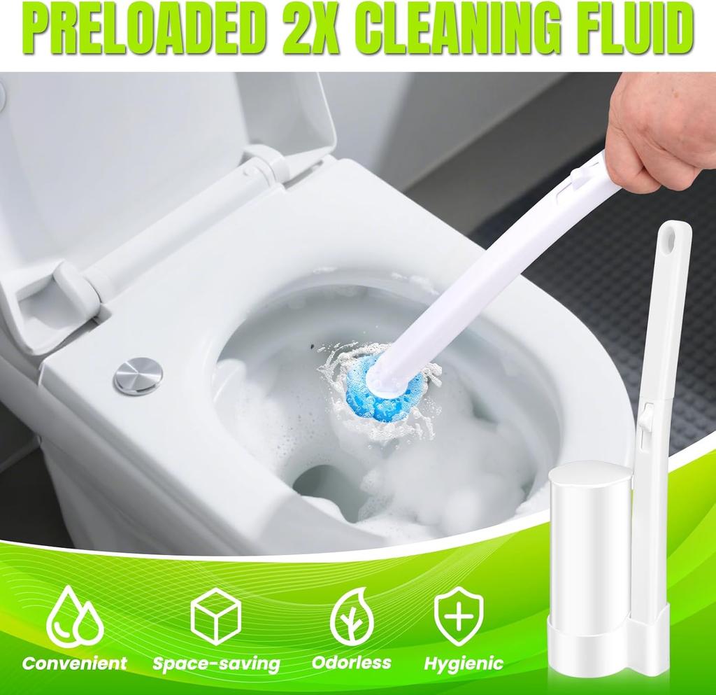 Disposable Toilet Brush Toilet Wand Refills Extended Handle With 12 Cleaner Refills Toilet Brush For Toilet Bowl Cleaners Bathroom Cleaning