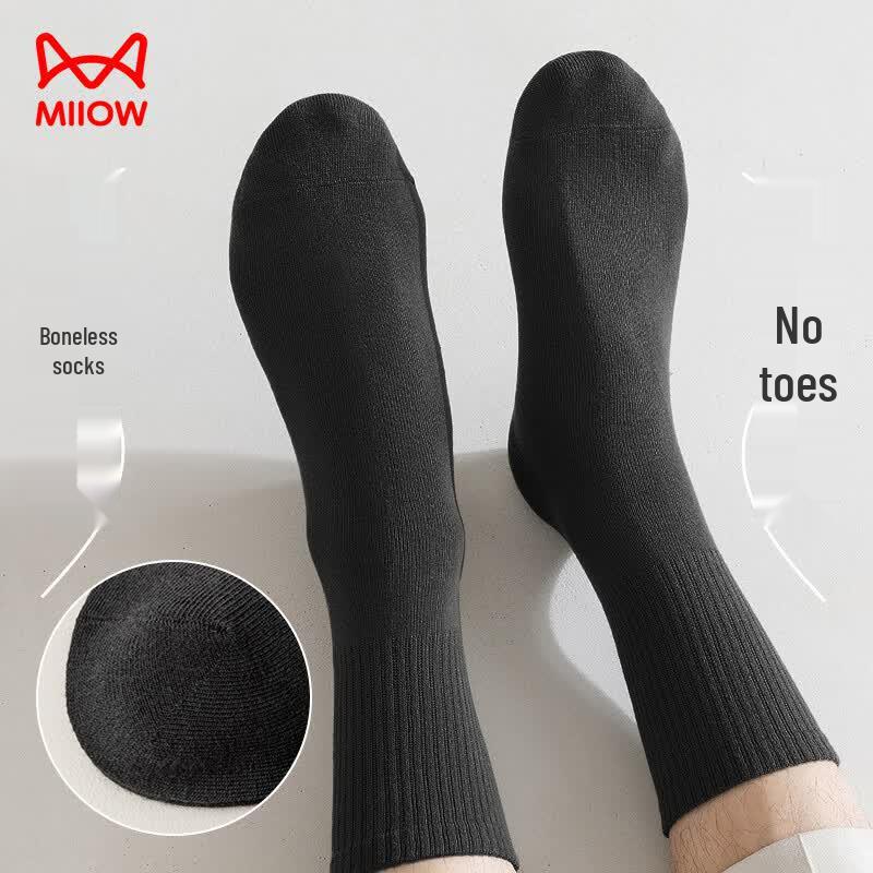 Maoren Men's 100% Cotton Odor-Proof Breathable Mid-Calf Socks (5 Pairs)
