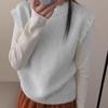 Solid Color Knitted Waistcoat Top Pullover Vest Crop Top Lace Sleeveless Sweater  Autumn Winter