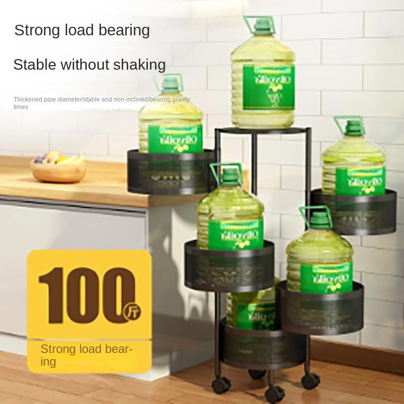 Rotations-Ablageregal für die Küche, mehrschichtig, zum Sparen von Obst und Gemüse, runder Geschirrkorb, zylindrischer Stauraum, Organisation