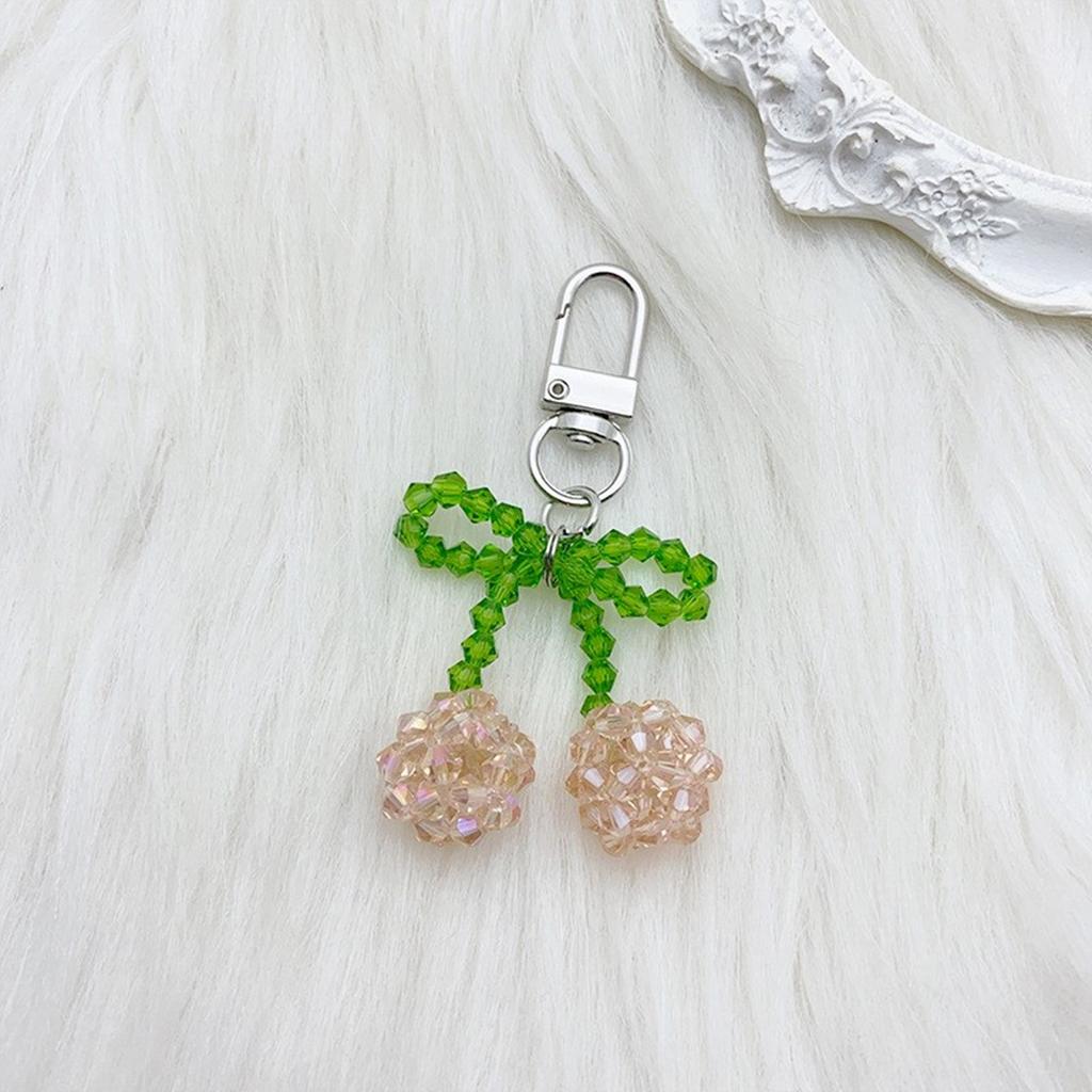 Lovely Crystal Cherry Keychain Practical Bag Charm Schoolbag Hanging Pendant Decor for Purse Bag Backpack Handbag Wallet