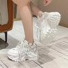 Dam Höga Platå Casual Läderskor Nya Höst Snörning Chunky Sneakers Kilar Dolda Klackar Fritids Vita Skor Dam
