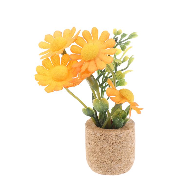 1/12 Dollhouse Simulation Daisy Plants Potted Model Doll Home Miniatur Flower Decor Toy Micro Landscape Garden Plants Ornament