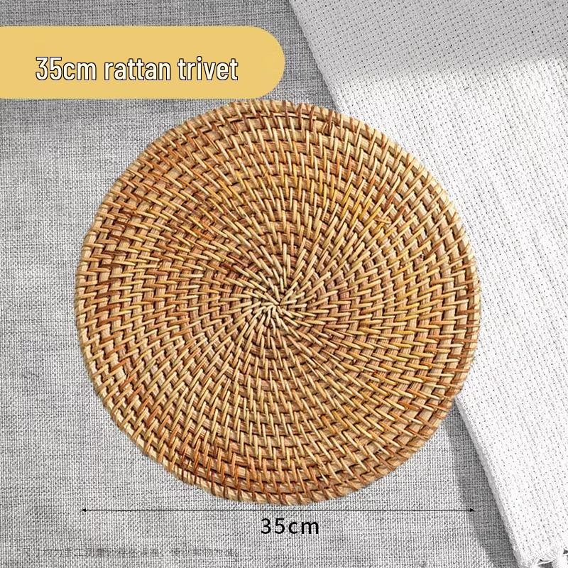 Rattan Heat-Resistant Trivet: Anti-Scald Pot & Bowl Mat, Coaster, and Teapot Holder for Dining Tables