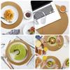 6Pcs Round Table Mat and Cup Coasters Set Woven Ramie Placemats Anti Slip Dining Placemats Non-Slip Tableware Bowl Pads Kitchen