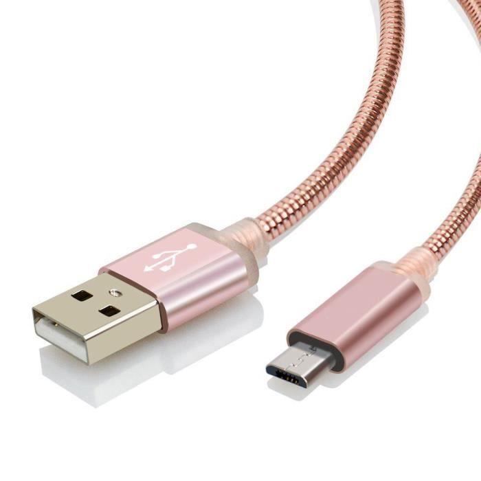 Câble Chargeur Micro USB - Marque - Modèle - 1m - Métal - Rose