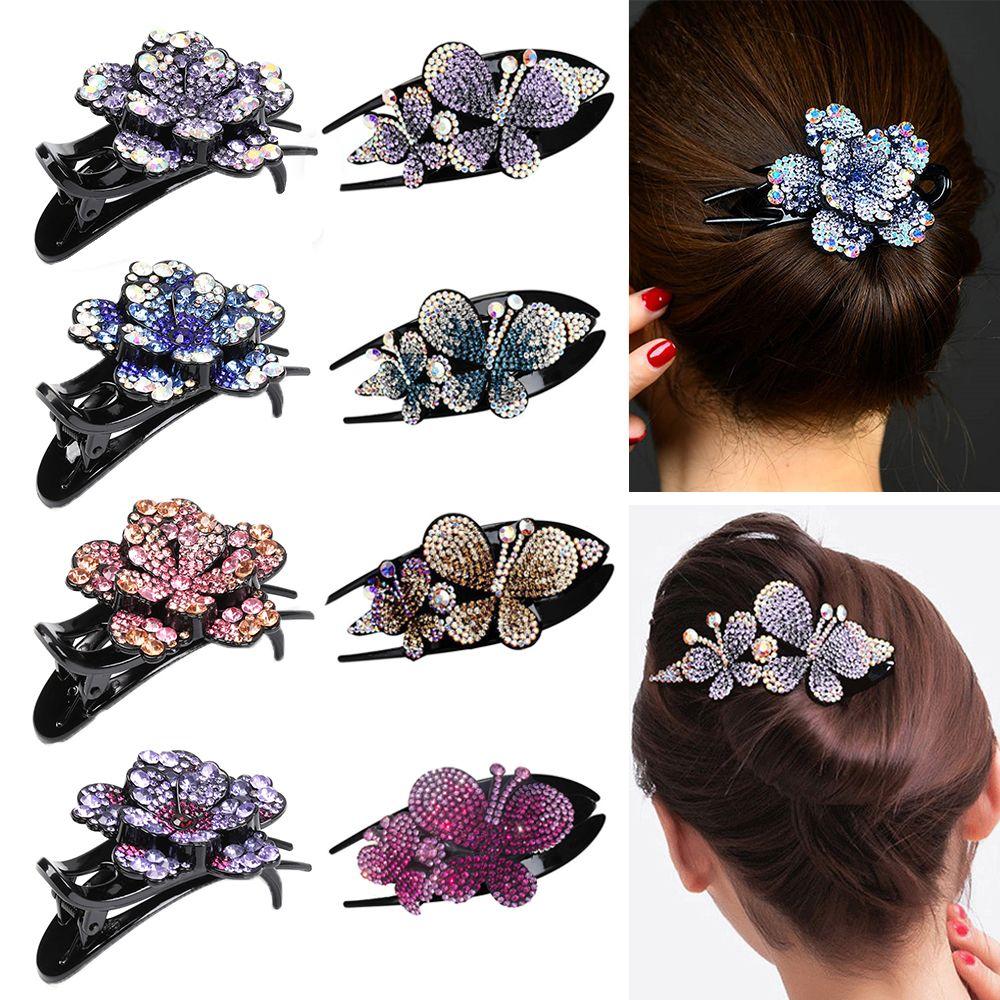Durable Dovetail Crystal Hair Clips Rhinestone Hairpin Styling Tools Barrette