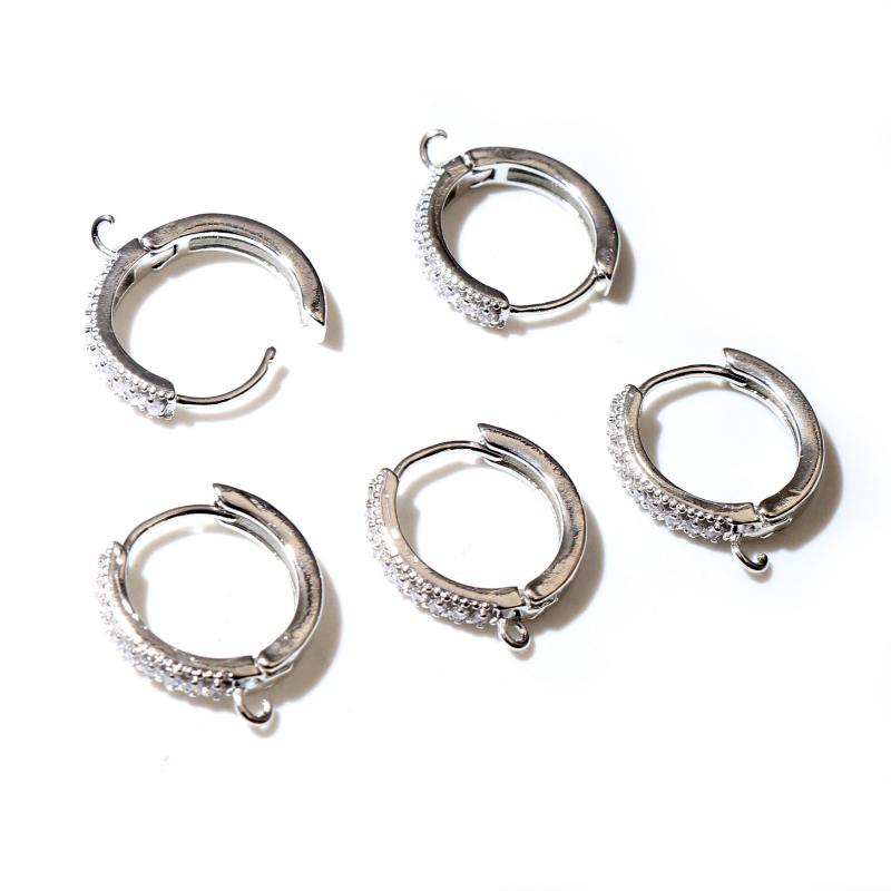 10pcs 15mm with Zircon Gold Silver Color Earring Hooks Leverback Open Loop DIY Earring Clips Clasp Jewelry Making Accessories