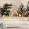 Office Holiday Decor Christmas Acrylic Ornament, Mirrored Golden Silhouette Scene, Decorative Modern Craft Desktop Display for Living Room Fireplace