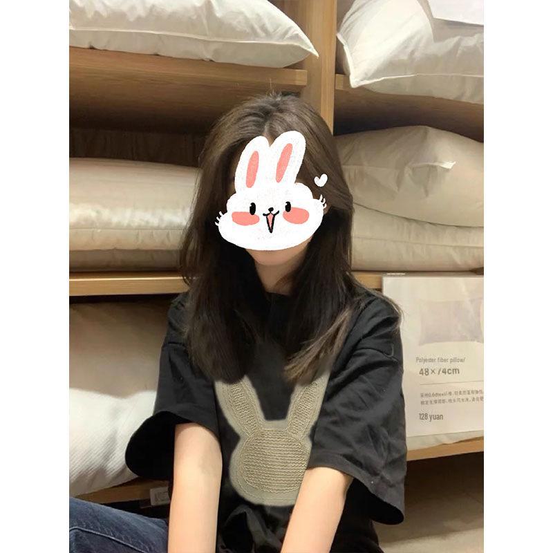 

2023 Летняя женская футболка свободного кроя с коротким рукавом Red Rabbit L чёрный