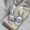 Summer Women's High Heels, Vintage Rhinestone And Gemstone Sandals, Peep-toe Color-blocked High Heels And Slippers.