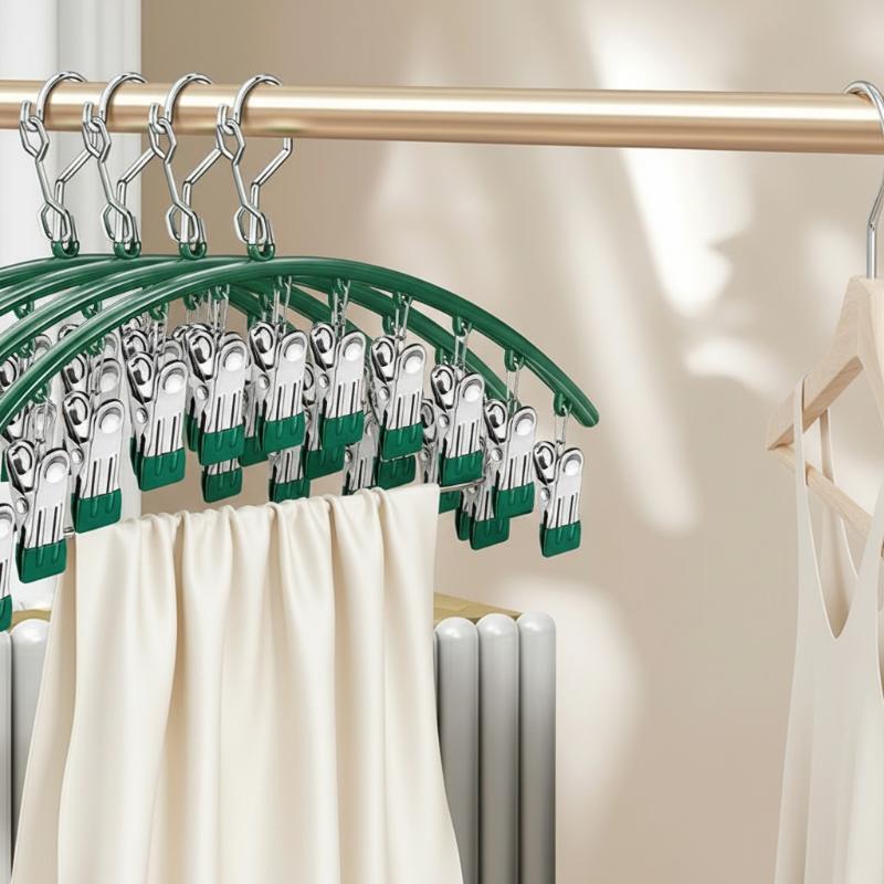10-Piece Stainless Steel Sock Clips with Space-Saving Arc Design for Clothes Hanging