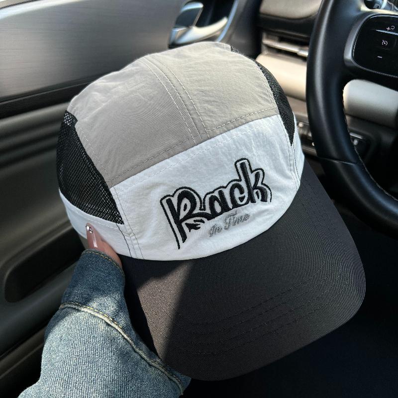 Black Korean Style Baseball Cap with Embroidered Letters Nylon Mesh for Men Women Outdoor Sports Running Cycling Casual Wear