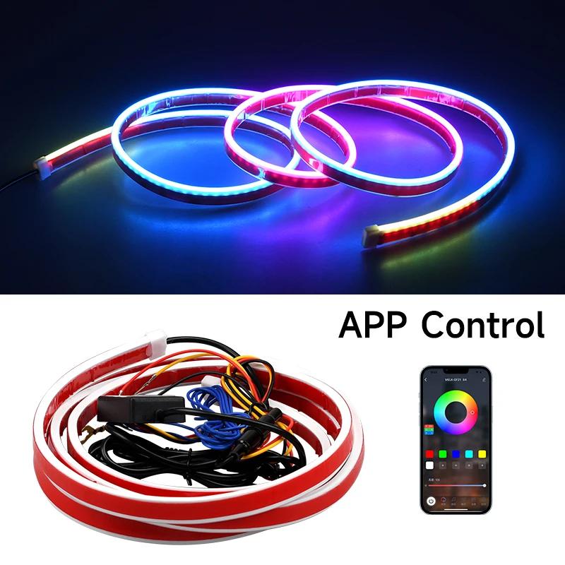

12V LED Car Hood Light RGB With Turn Signal DRL Multifunctional APP Control Neon Strip Daytime Running Light Car Decoration Lamp 120cm