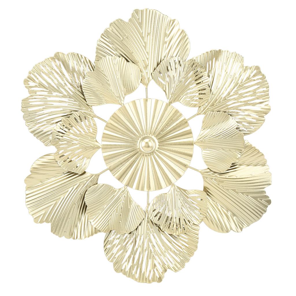 Nordic Luxury Wall Decoration Apricot Leaf Flower Mirror Wall Pendant Iron Art Porch Decoration