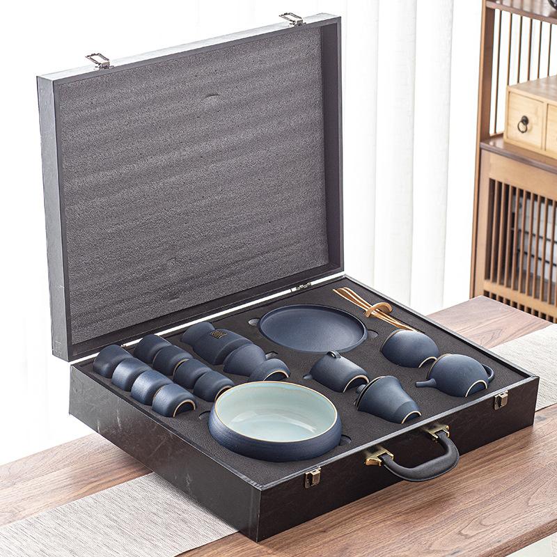 Complete set of ceramic Kung Fu tea sets, large set for home use, gifts for people, leaders, business, cultural and creative high-end gifts