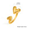 Open Adjustable Butterfly Heart Ring for Women, Hypoallergenic Stainless Steel Gold Color Aesthetic Fashion Jewellry Accessories