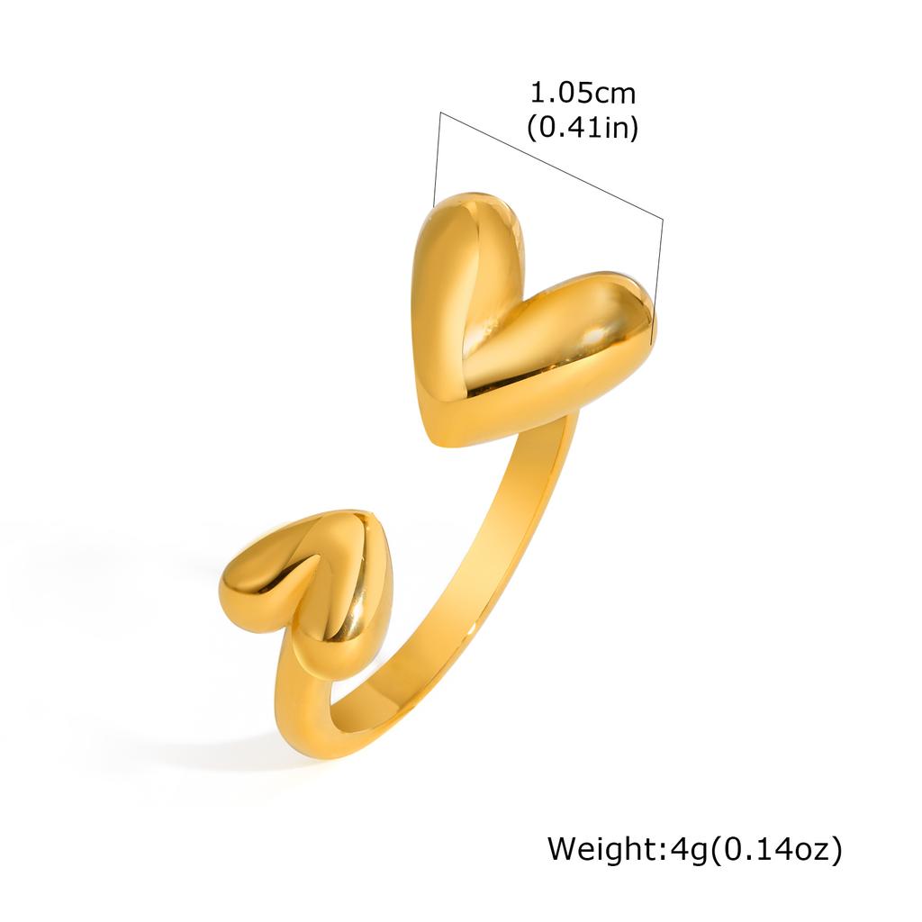 Open Adjustable Butterfly Heart Ring for Women, Hypoallergenic Stainless Steel Gold Color Aesthetic Fashion Jewellry Accessories