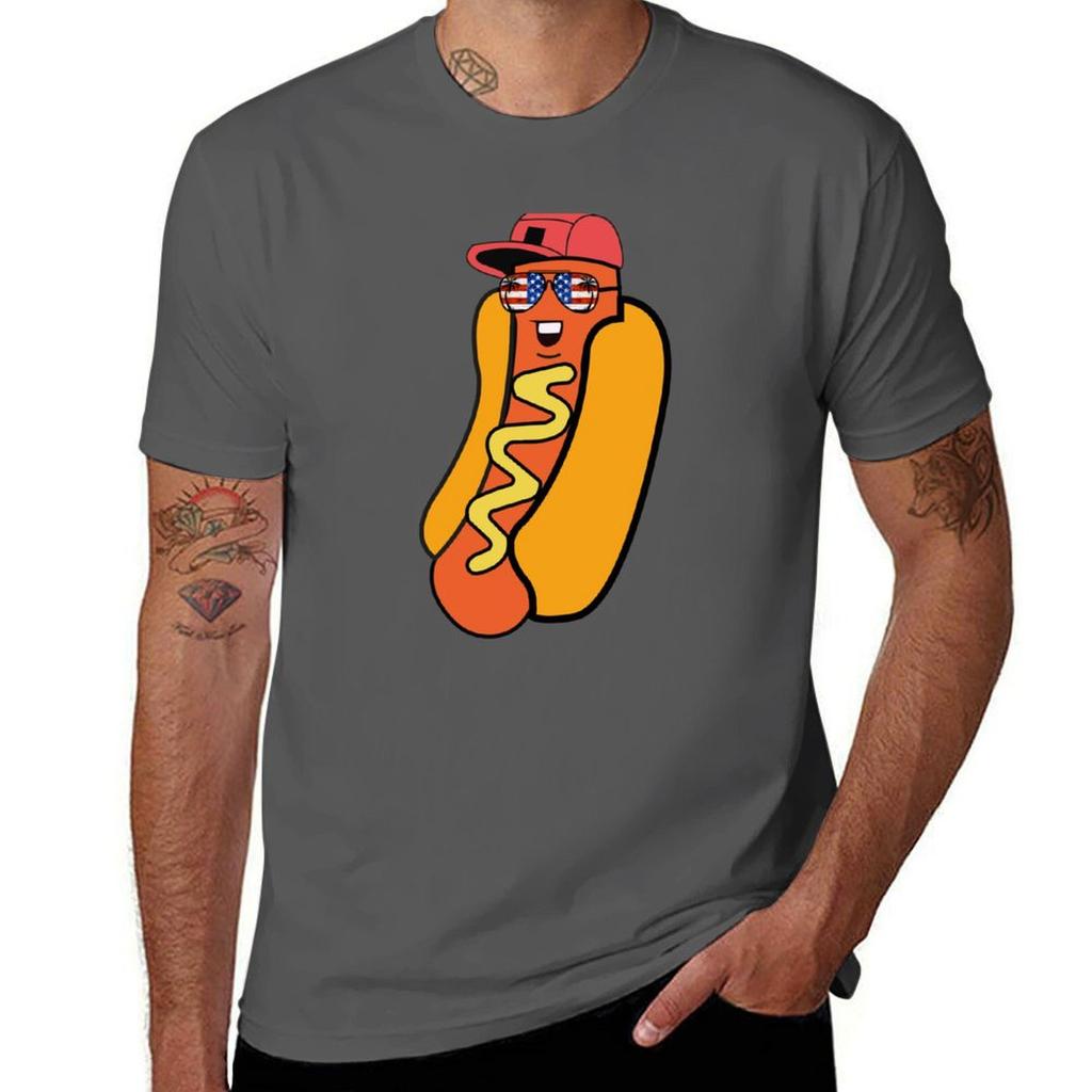 Smiling Hot Dog Tshirt Big Size Short Sleeve Casual Top Tshirt