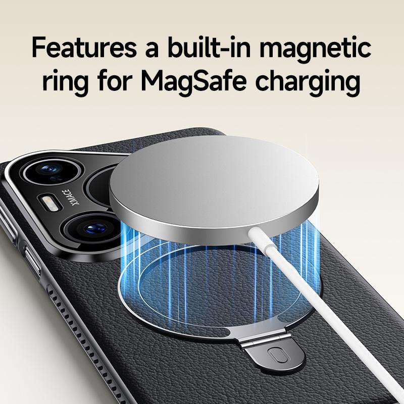 Heat Disspation 360 Rotatable Metal Stand Case For Huawei Pura 70 Ultra 80 Pro+ Plus Vegan Leather Cover Eco-Friendly Shell