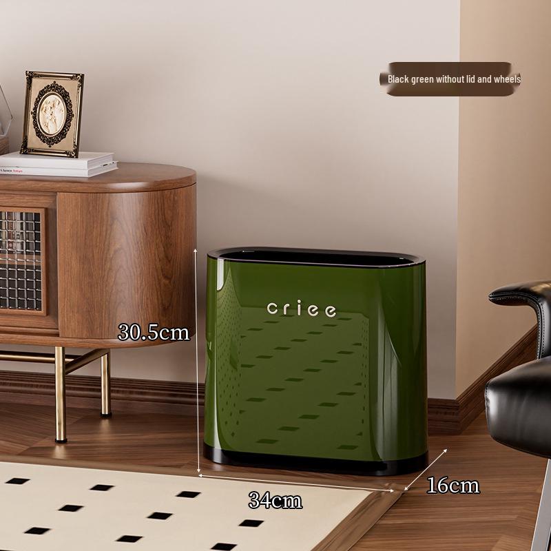 Red Oval Press-Type Trash Can with Lid for Bathroom and Living Room