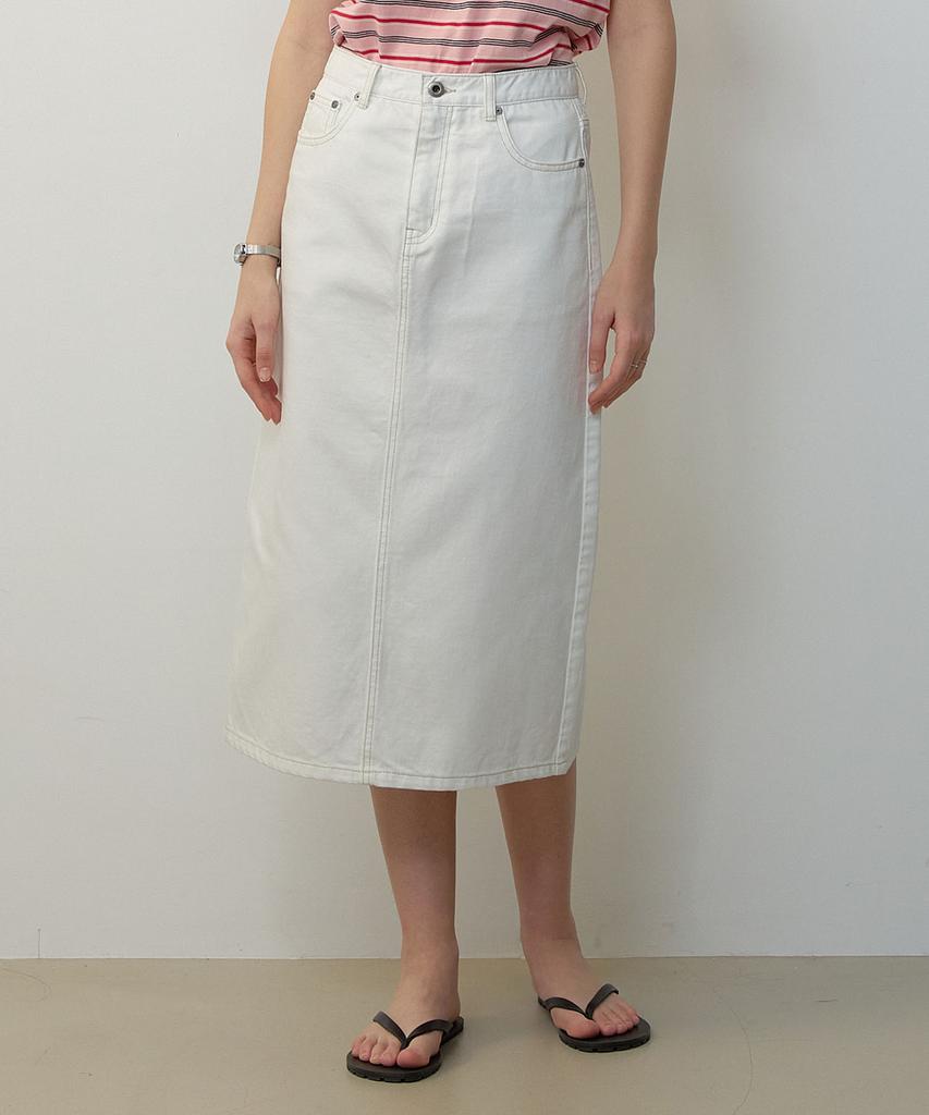 City Breeze Denim Long Skirt_White
