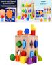 Wooden Geometric Shape Matching Blocks For Kids Educational Toy For Brain Development
