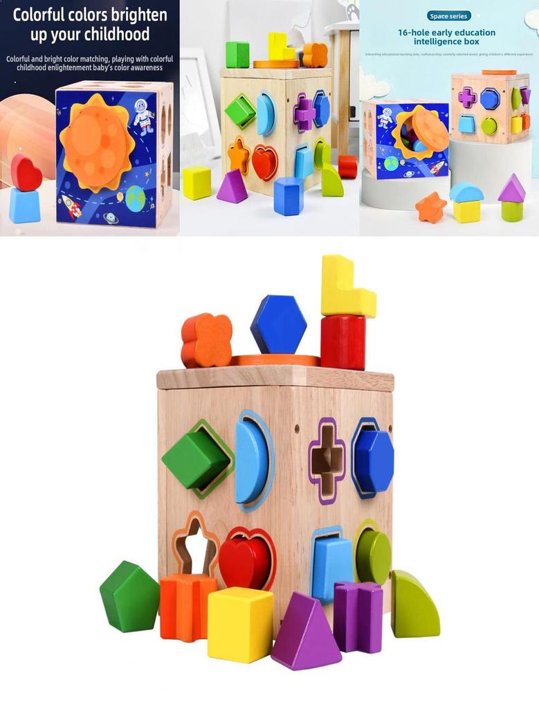 Wooden Geometric Shape Matching Blocks For Kids Educational Toy For Brain Development